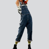 Gerader, lockerer Jeans-Jumpsuit für Damen